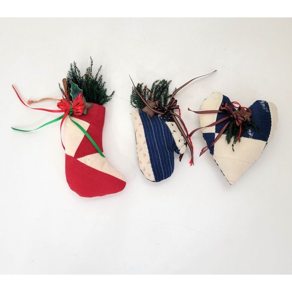 Handmade Other - Handmade Country Patchwork Christmas Ornaments Set of Three